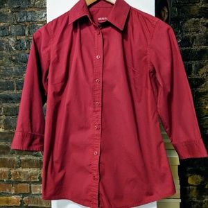 Red cotton button down shirt